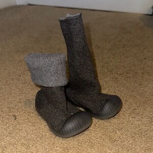 Tiny Explorings (Fall Edition)Baby Walker Sock Shoes in Dark Gray with Grip Sole